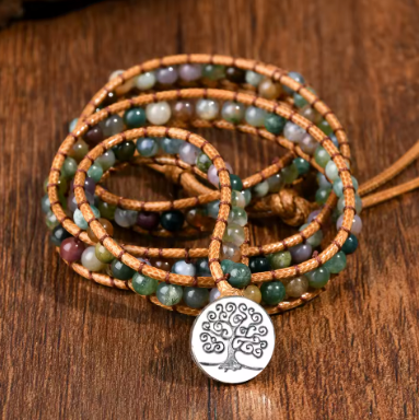 Bracelet Wrap Anantaya – Agate Indienne & Arbre de Vie - univers tibet