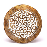 Tisch „Blume des Lebens“ Élé vation – Massives Mangoholz
