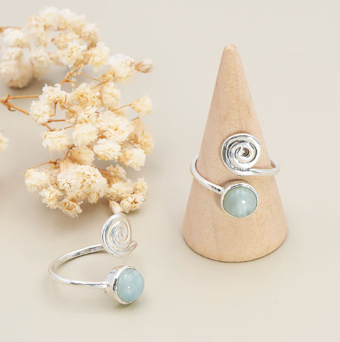 AA Aquamarin Serenity Spiralring & 925er Silber