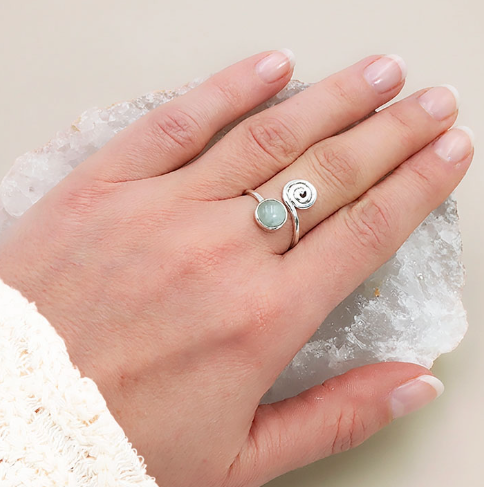 AA Aquamarin Serenity Spiralring & 925er Silber