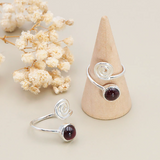 Bague Spirale de vitalité grenat rhodolite AAA & argent 925 - univers tibet