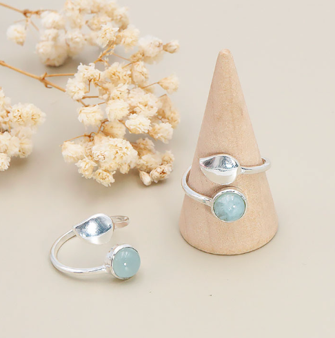 Ring Serenity Blatt AA & Sterling Silber