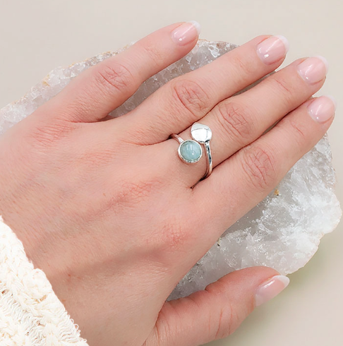 Ring Serenity Blatt AA & Sterling Silber