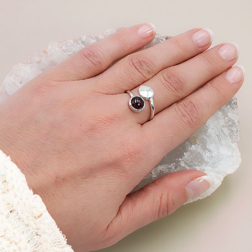 Vitality Leaf Ring mit Rhodolith-Granat (AAA) und 925er Silber