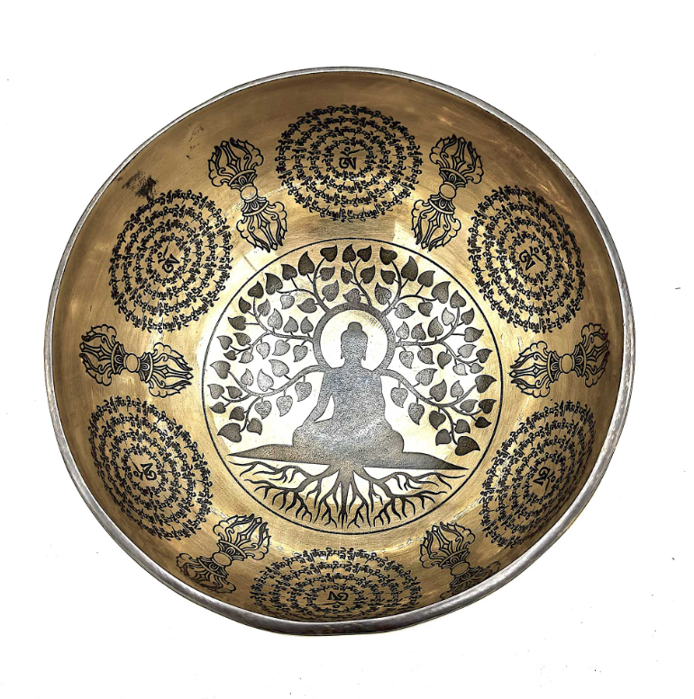 Tibetische Klangschale Buddha Bodhibaum 16 cm