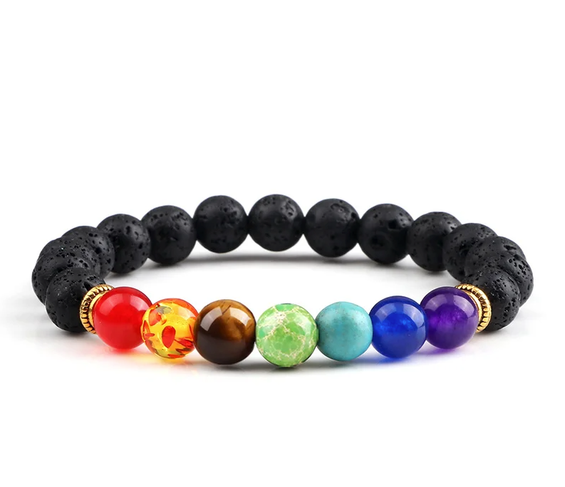 Armband 7 Chakren Lavastein - Tibetwelt