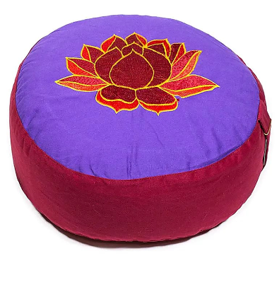 Lila und rotes Lotusblumen-Meditationskissen