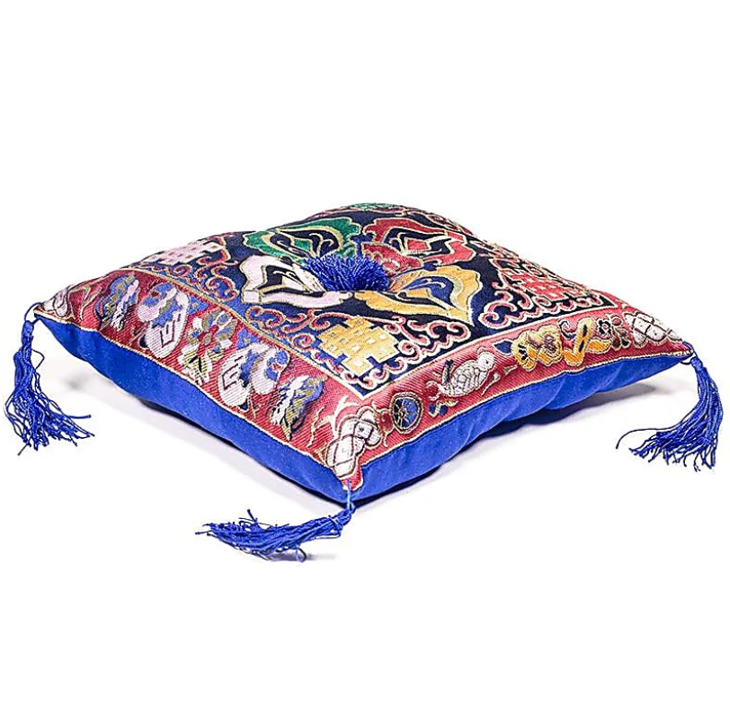 Meditationskissen mit Doppel-Dorje-Design, blau - Tibetwelt