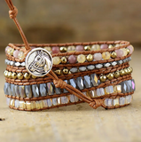 Wickelarmband aus Jaspis und Kristallen