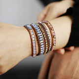 Wickelarmband aus Jaspis und Kristallen