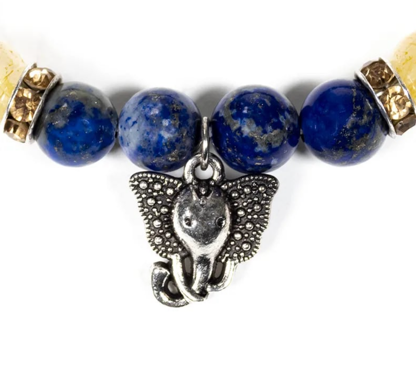 Ganesh-Armband aus Lapislazuli und Rutilquarz