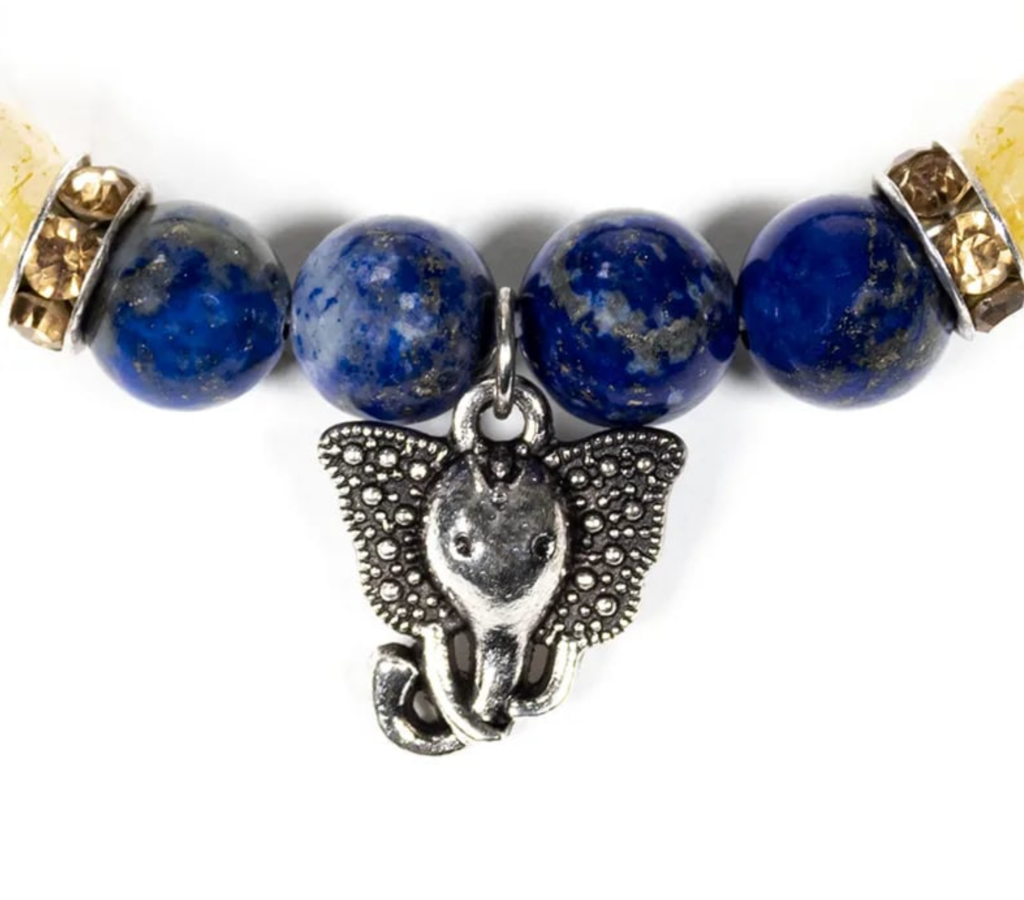 Ganesh-Armband aus Lapislazuli und Rutilquarz