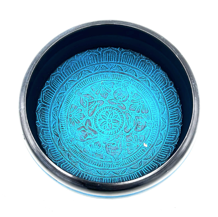 Blaue Mantra-Klangschale Fünf Buddhas