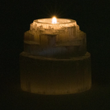 Göttlicher Selenit-Kaskaden-Kerzenhalter