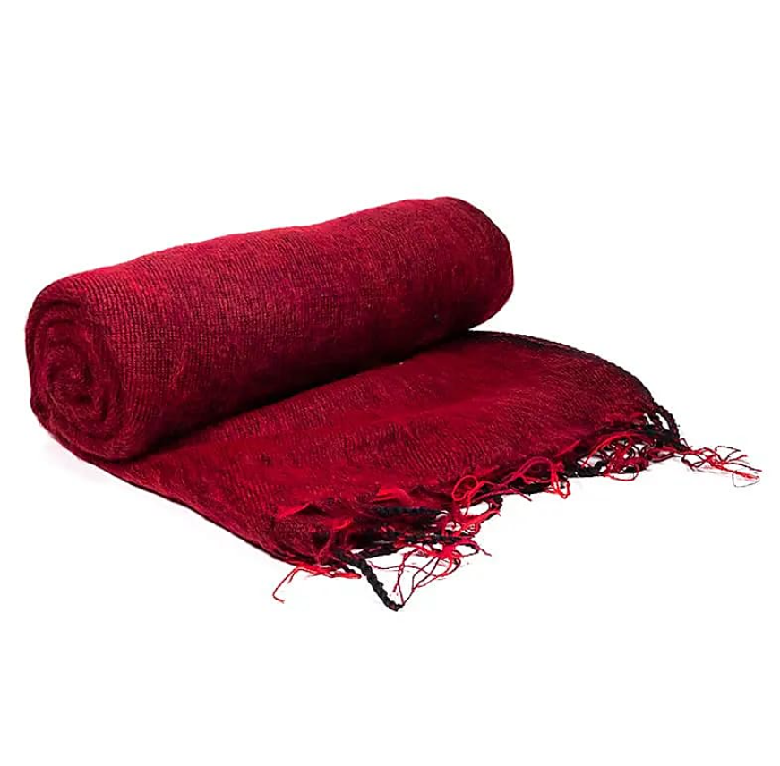 Tibetanischer Meditationsschal aus Bordeaux - Tibetwelt