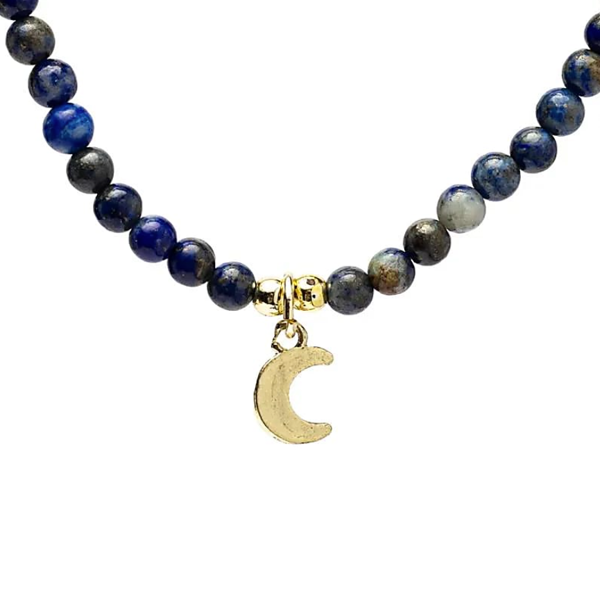 Lapis Lazuli Halskette mit Mond Anhänger – Weisheit, Intuition und Schutz - Tibetwelt