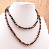 Collier Trinité Protectrice – Œil de Tigre Multicolore - univers tibet