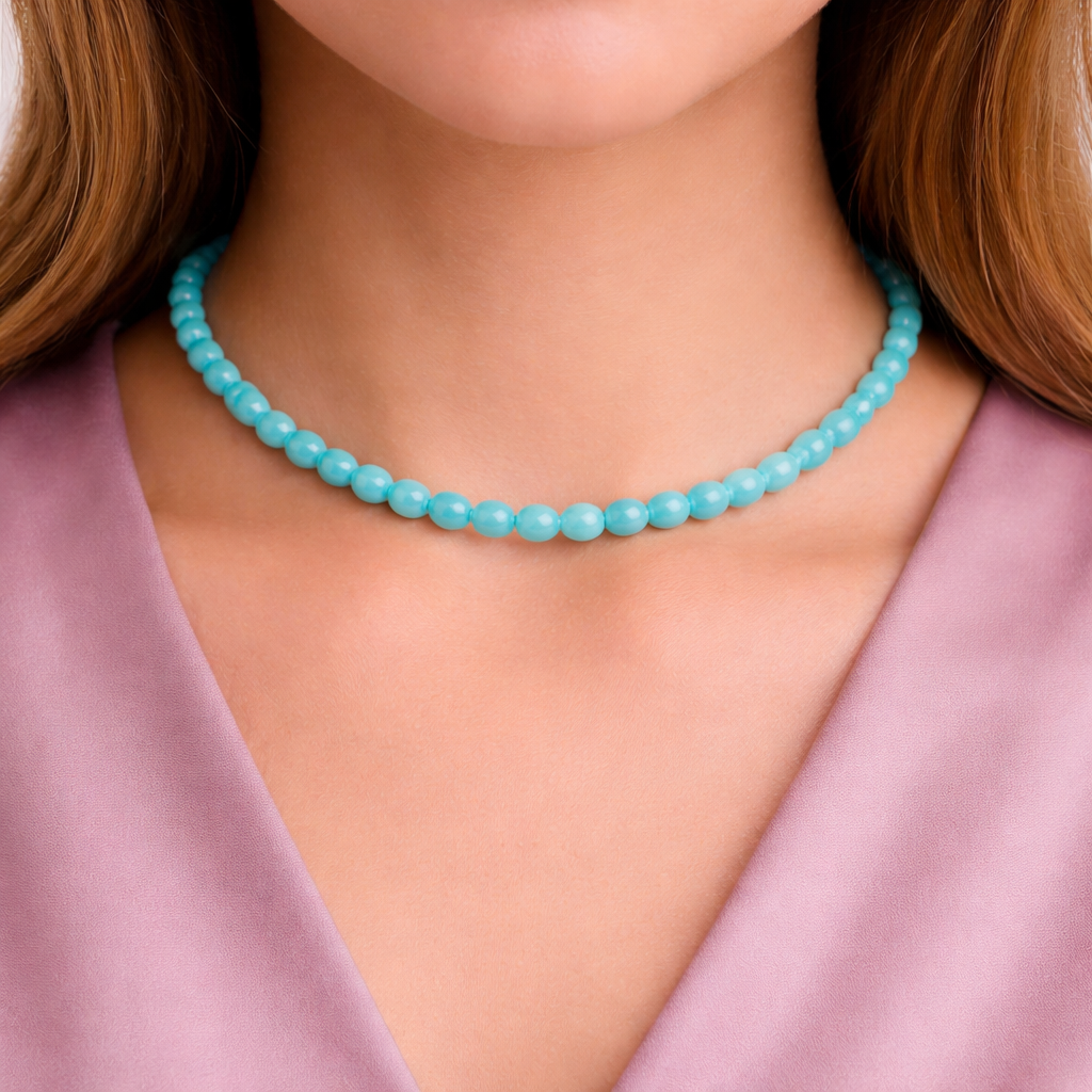 Collier Équilibre Azur – Amazonite - univers tibet