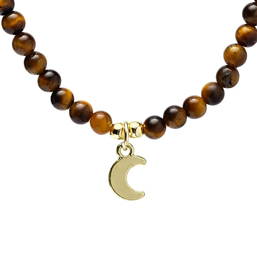 Tigerauge-Kette und Mond-Anhänger – Schutz, Intuition und Harmonie - Tibetwelt