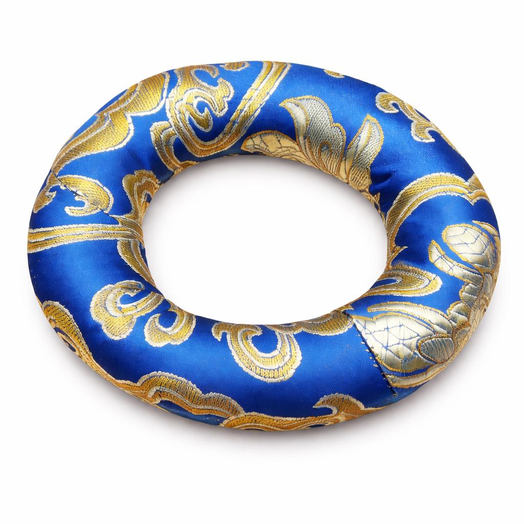 Kissenrund für Klangschale – Blau & Gold – 100 mm – Tibetwelt