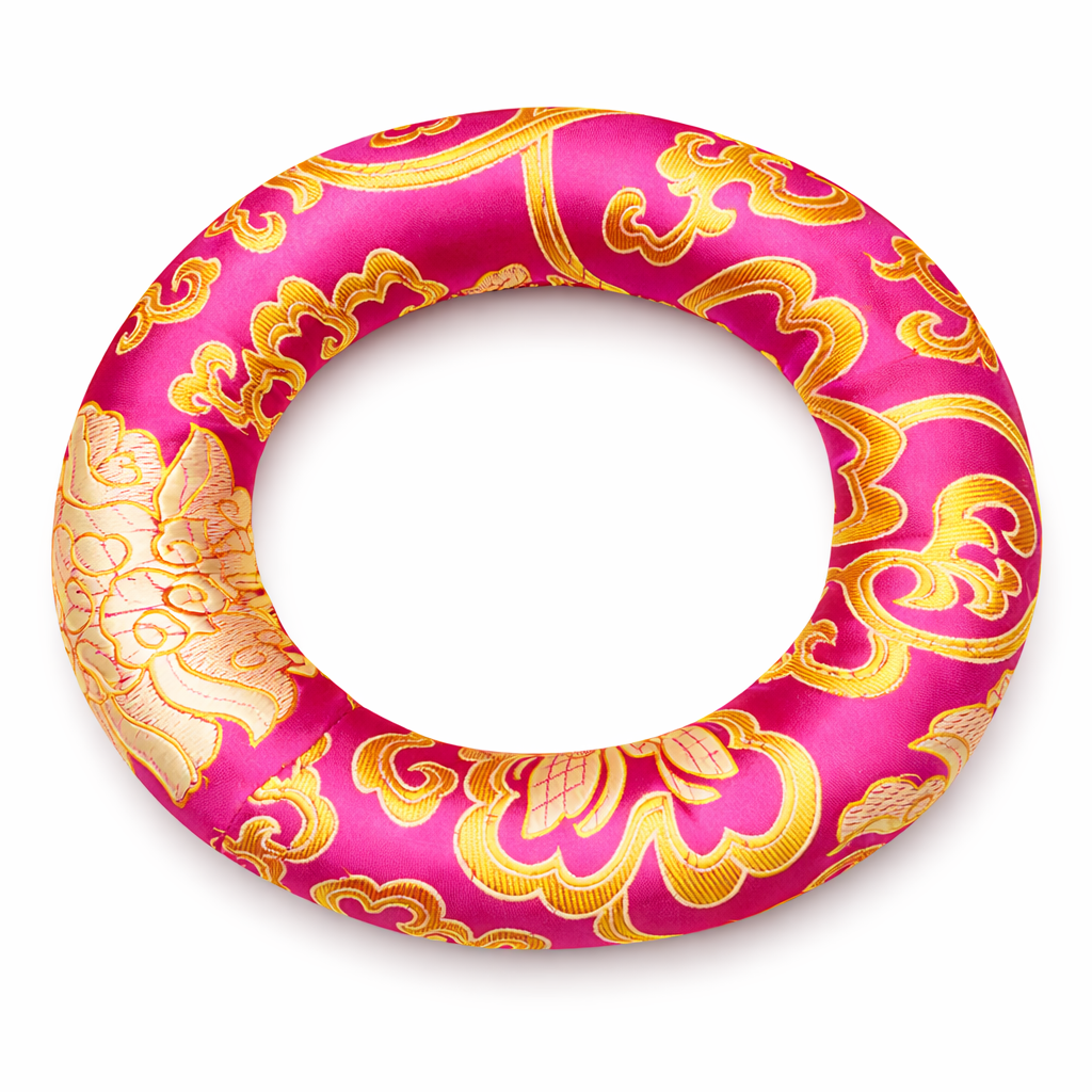 Kissenrund für Klangschale – Fuchsia & Gold – 160 mm – Tibetwelt