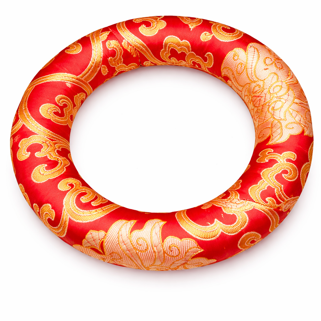 Kissenrund für Klangschale – Rot & Gold - 160 mm - Tibetwelt