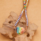 Wickelarmband mit 7 Chakren: Imperialer Jaspis – Kristall – Achat