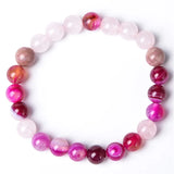 Mala und Armband Rosenquarz - Achat und Rhodochrosit
