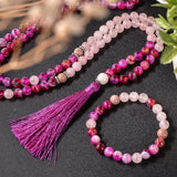 Mala und Armband Rosenquarz - Achat und Rhodochrosit