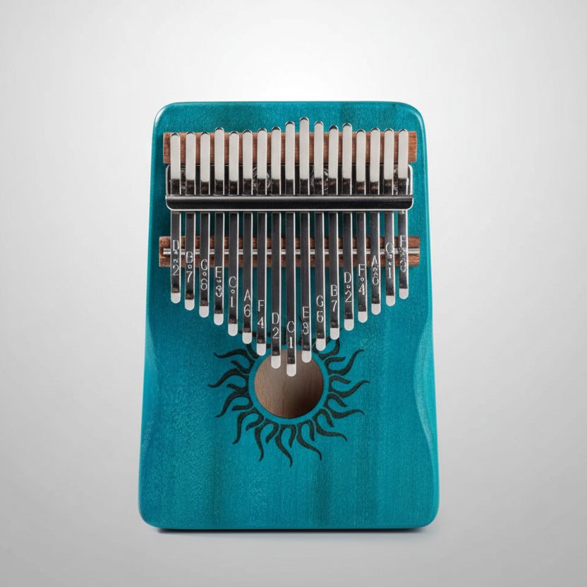 Kalimba mit 17 Tasten, aus Erle, blau - Tibetwelt