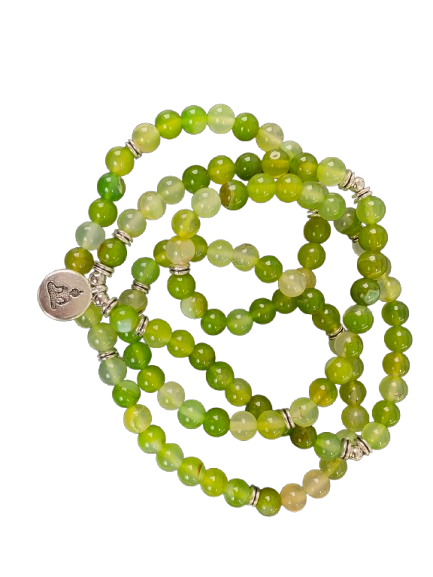 Tibetan Mala - Grüner Agat Buddha - Tibetwelt