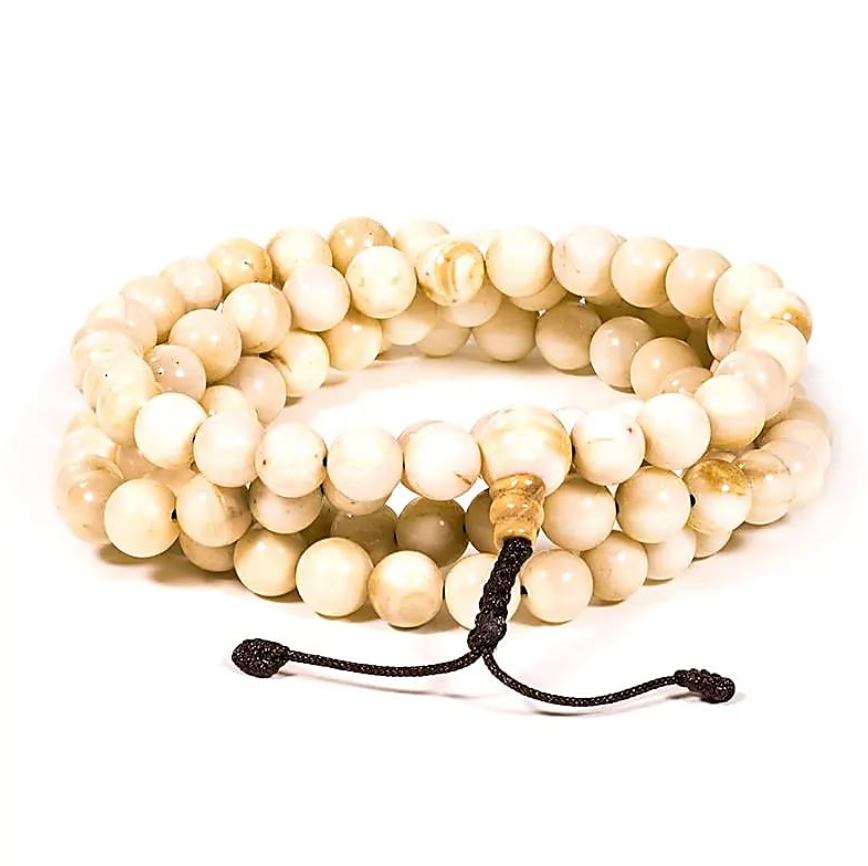 Mala Tibétain 108 Perles en Coquillage Naturel – Pureté & Apaisement - univers tibet