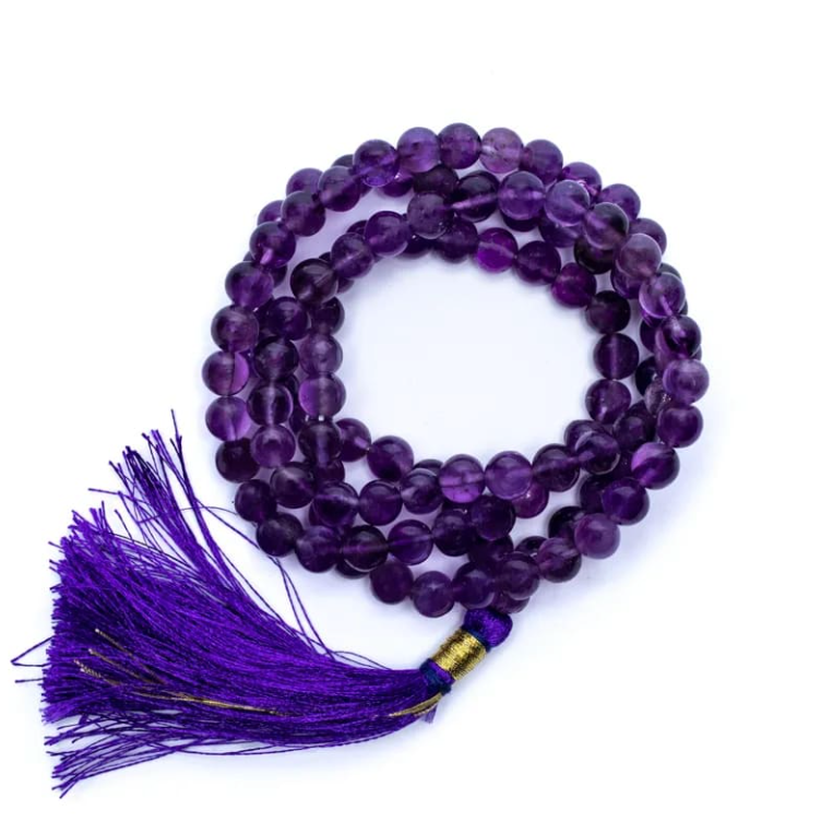 Tibetan Mala mit 108 Amethyst-Perlen - Tibetwelt