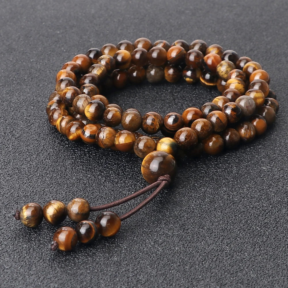Tibetan Mala mit 108 Perlen aus Tigerauge - Tibetwelt