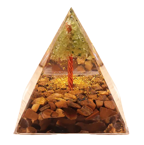 Orgonit Pyramide Lebensbaum – Türkis & Tigerauge - Tibetwelt