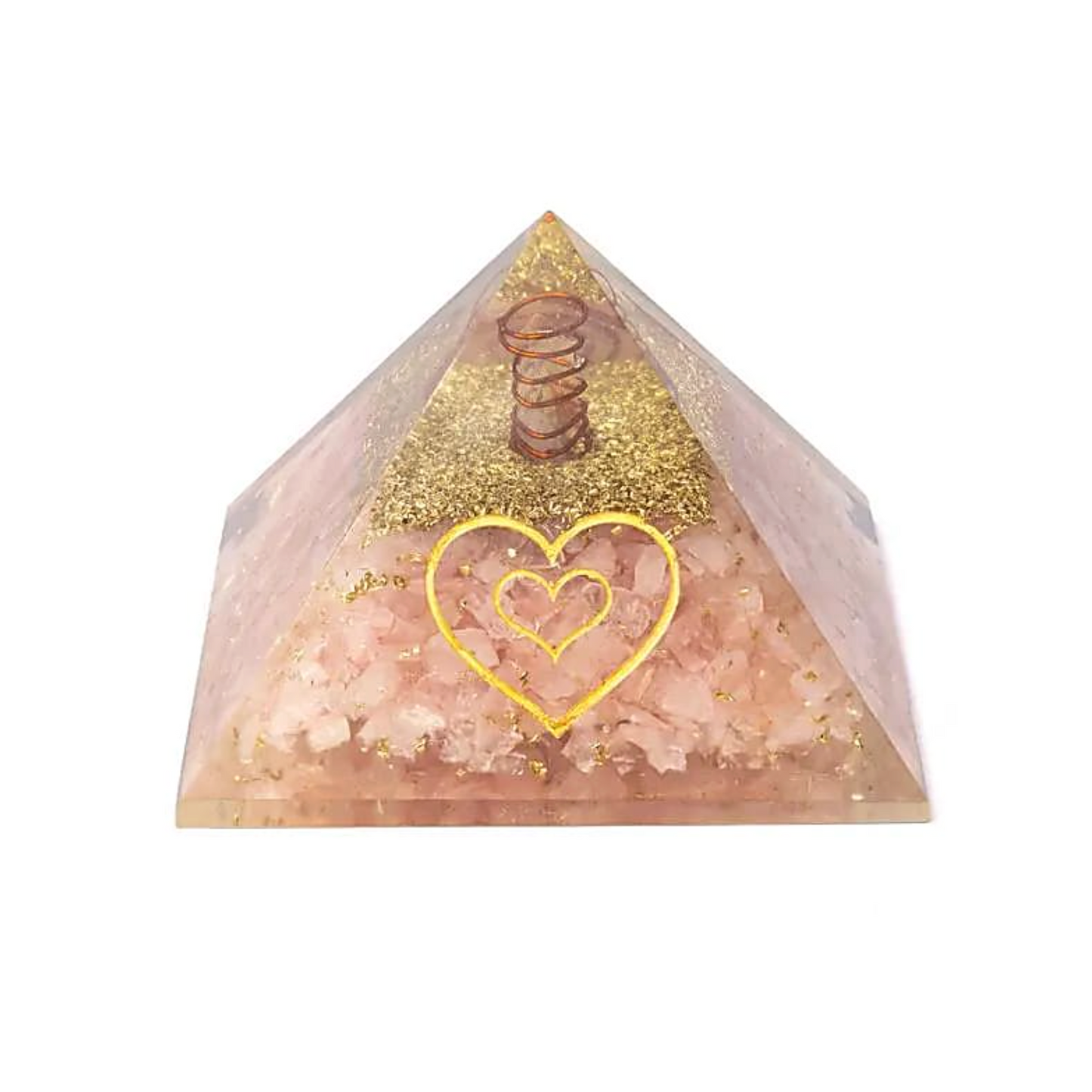 Orgonite Pyramide Herz der Licht – Rosenquarz & Herzsymbol - Tibetwelt