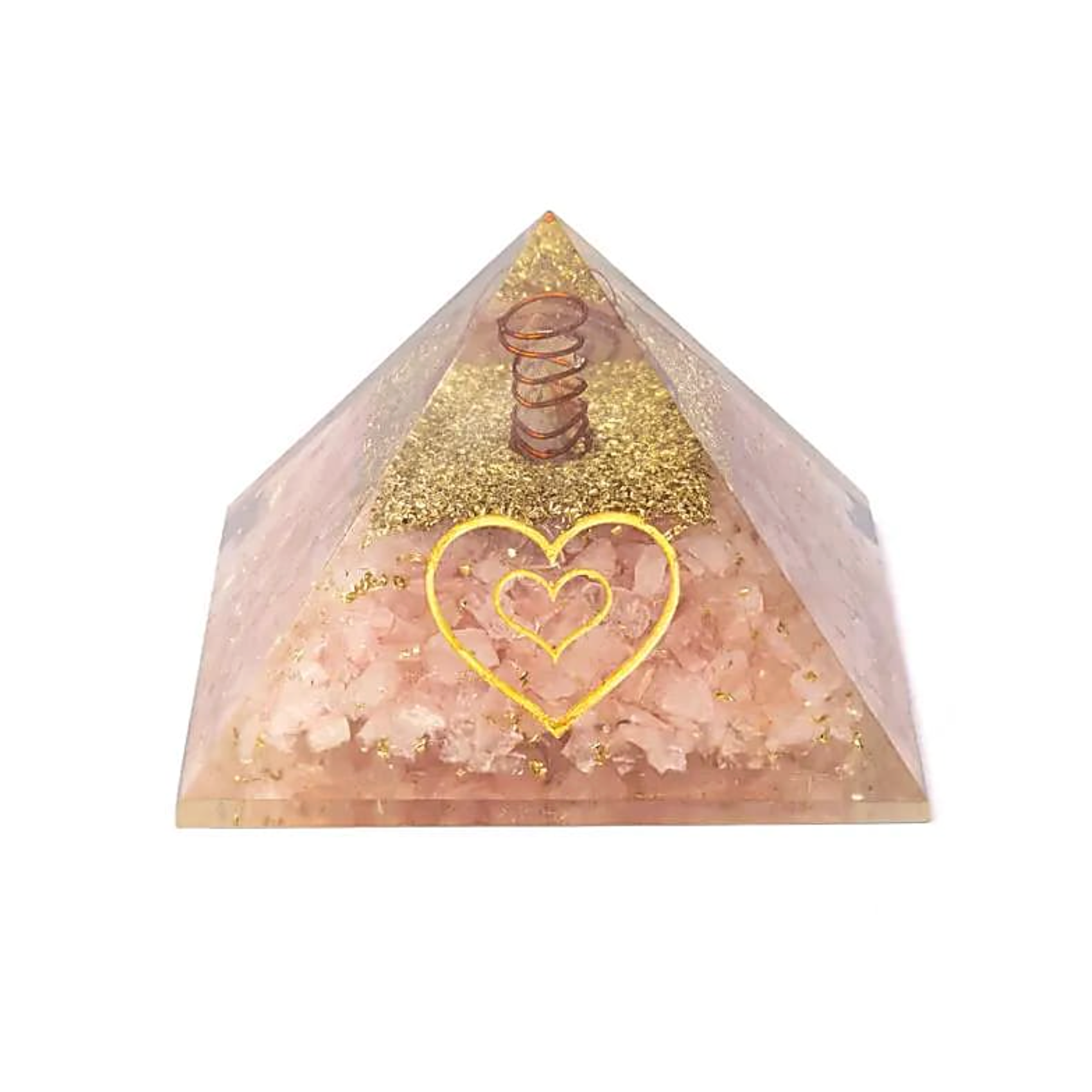 Orgonite Pyramide Herz der Licht – Rosenquarz & Herzsymbol - Tibetwelt