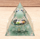 Orgonite Pyramide Métatron – Aventurine Verte - univers tibet