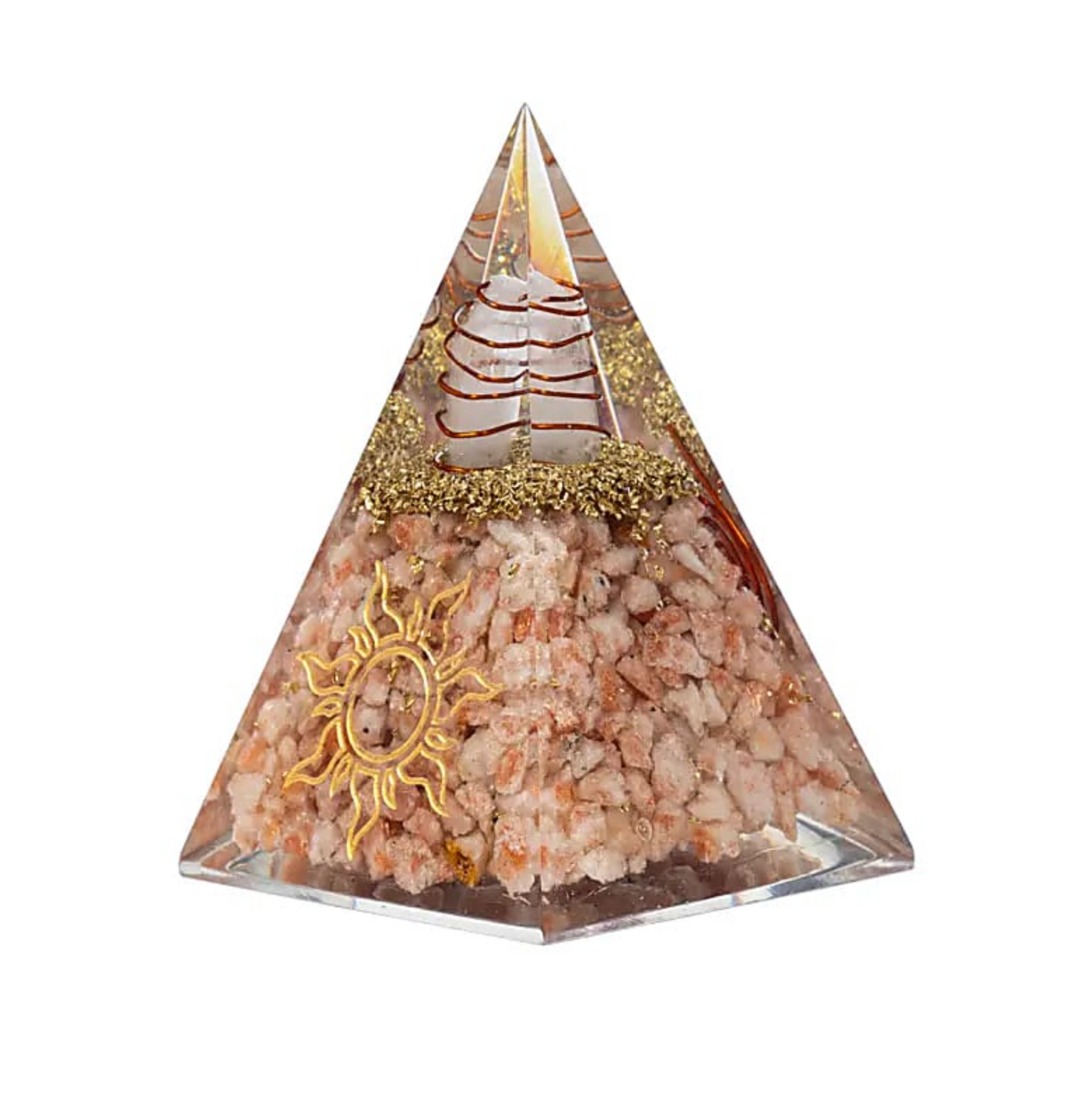 Orgonite Pyramide, Sonnenstrahlung, aus Sonnenstein & Sonnen-Symbol – Tibetwelt