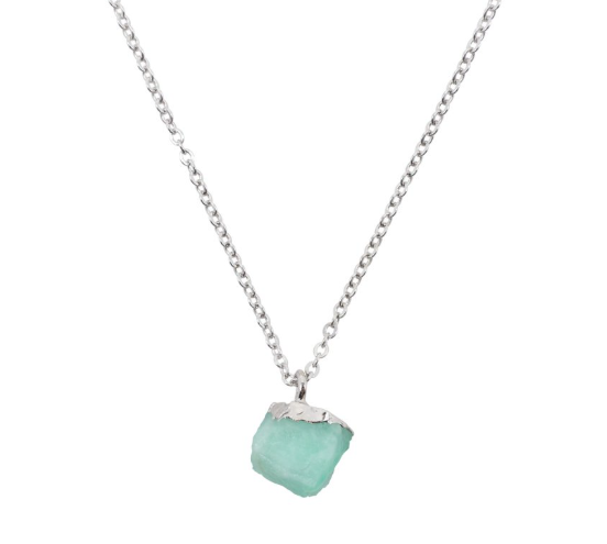 Herzförmiger Emerald-Anhänger aus rohem Emerald – 925er Silber – Tibetwelt