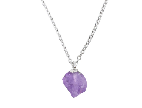 Amulett Flamme Innerlich – Roh amethyst – 925er Silber – Tibetwelt