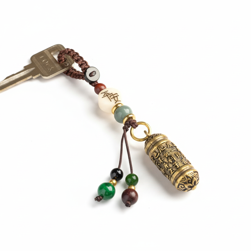 Tibetan Amulett Schlüsselanhänger - Mantra aus sechs Wörtern - Unviers Tibet