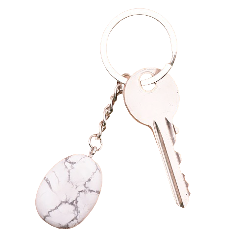 Schlüsselanhänger Howlite, weiß – Tibetwelt
