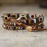 Wickelarmband - Tigerauge - Kristallperlen