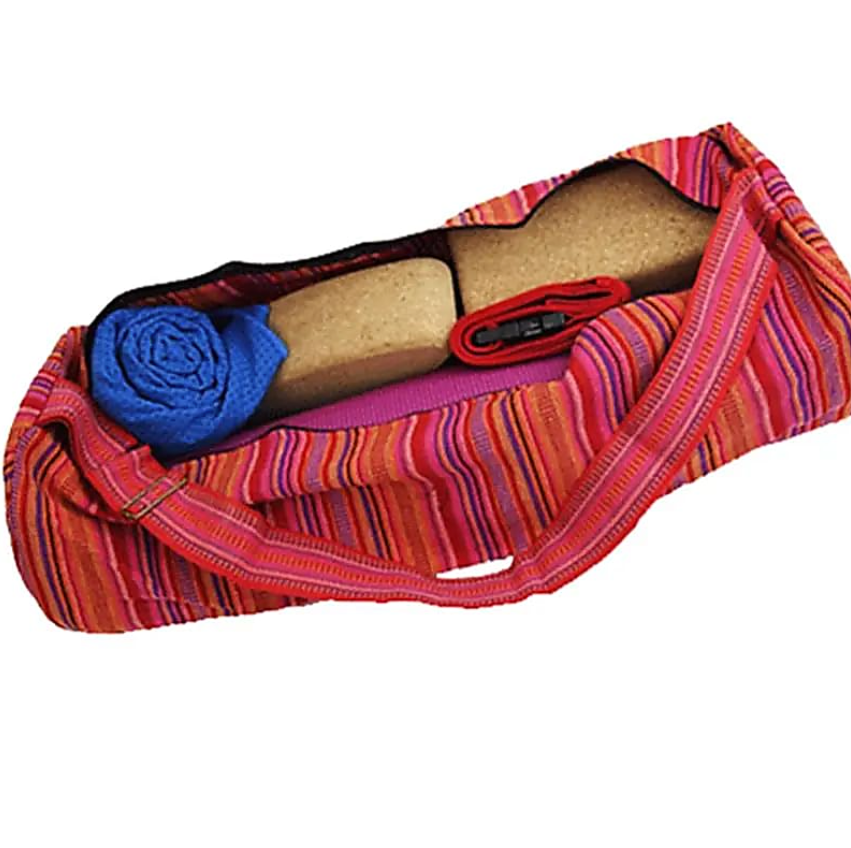 Yoga-Tasche mit gestreiftem Rosa-Muster - Tibetwelt