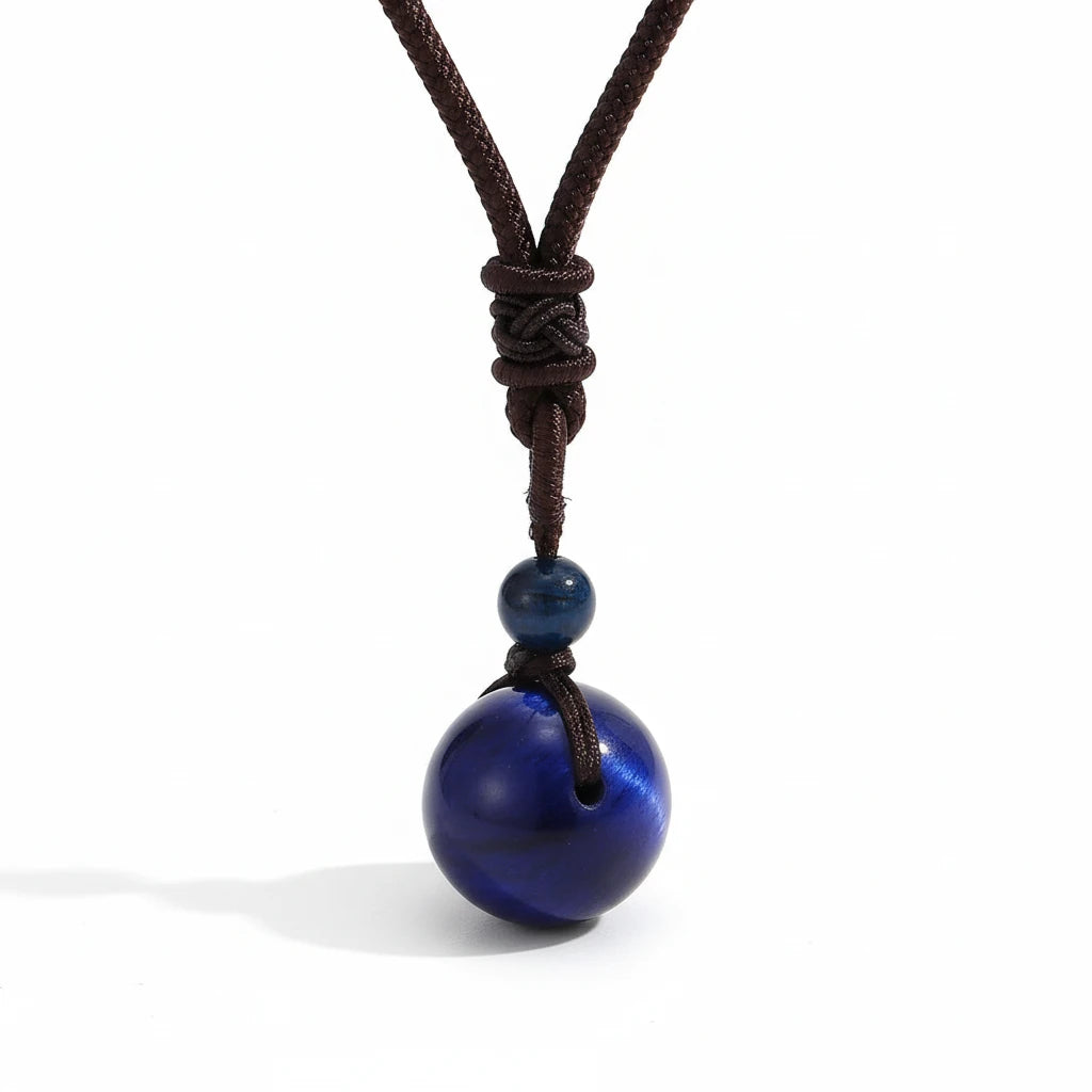 Anhänger, blaue Naturstein-Tigerauge - Tibetwelt