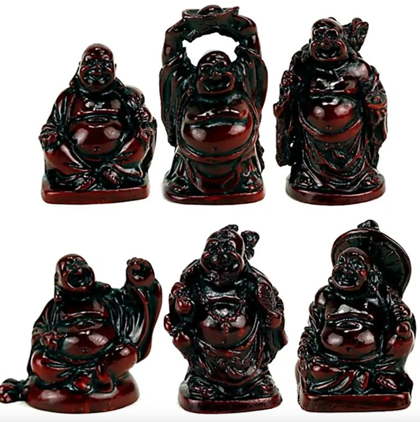 Set mit 6 Buddha-Figuren aus Polystone - Tibetwelt