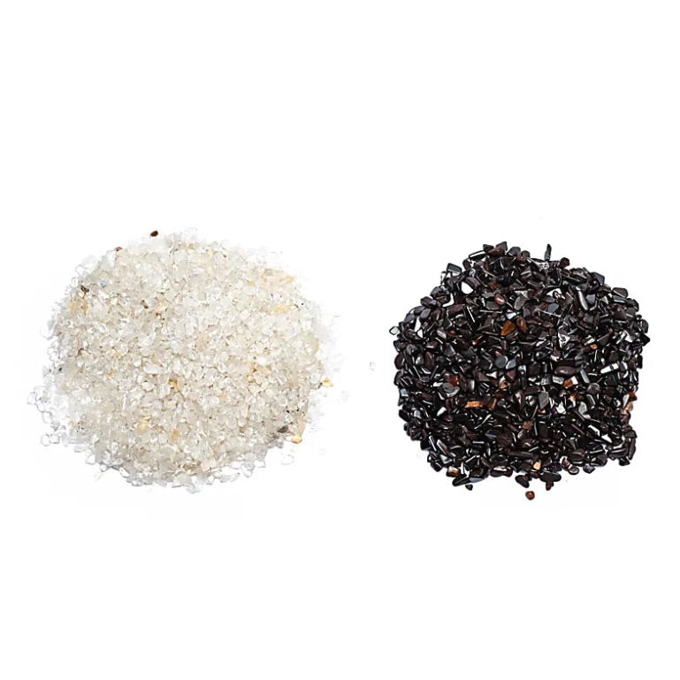 Set aus 100g Kristall-Bergkristall und 150g Hämatit - Tibetwelt