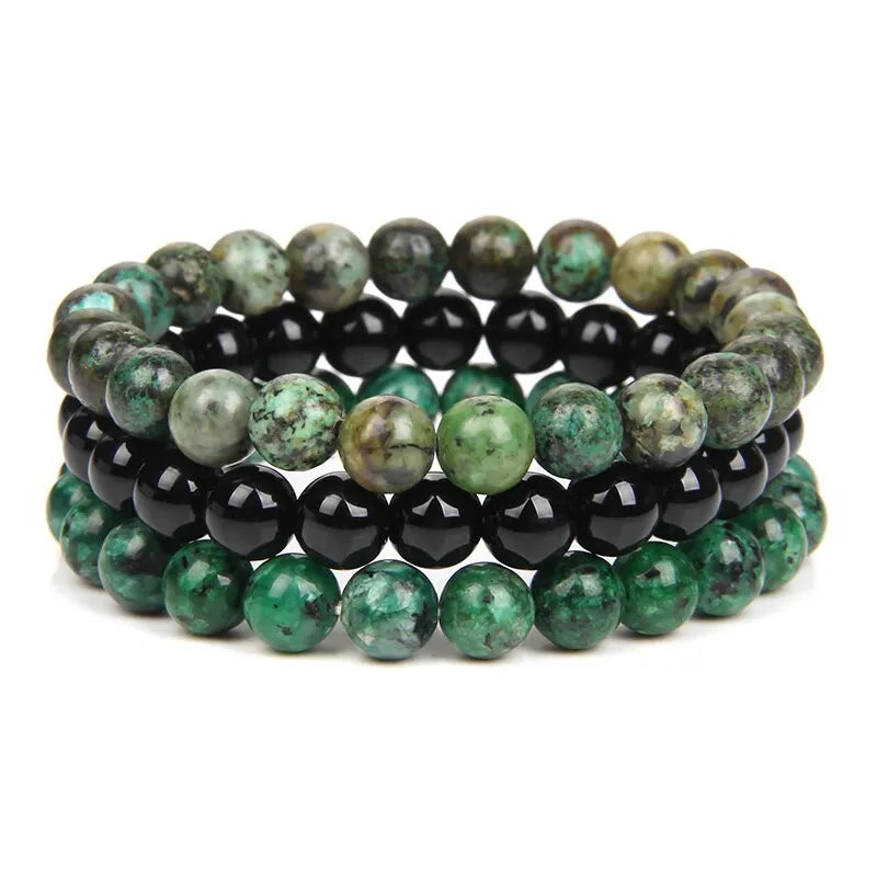 Tibetanische Armbänder - Afrikanischer Türkis - Onyx - Grünes Jade - Tibetwelt