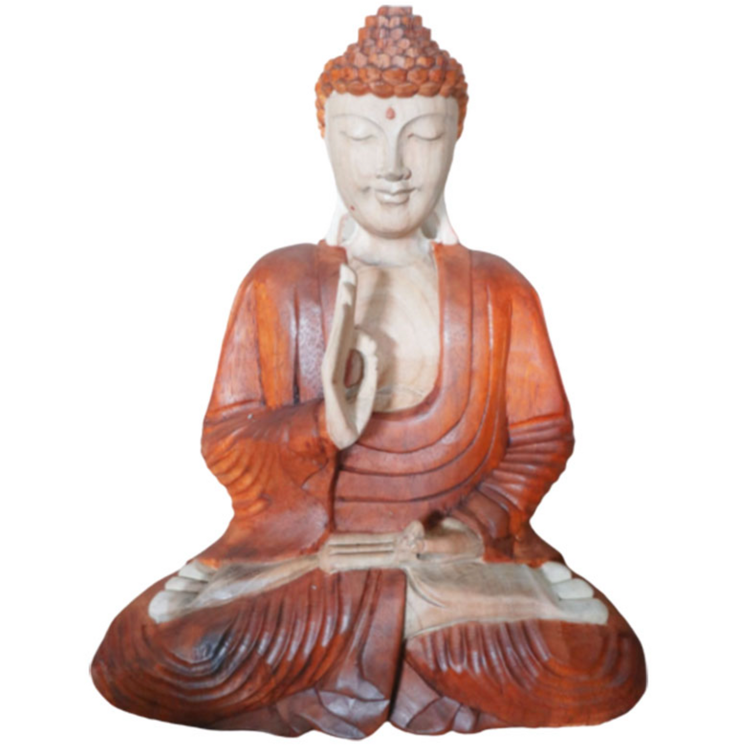 Holzskulptur Buddha, Sitzende Gestalt, Vitarka Mudra, Suarholz - Tibetwelt
